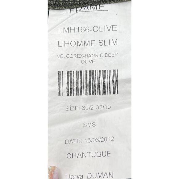 11-33 FRAME Men's Jeans L'Homme Slim Olive Size 32 - Picture 7 of 10